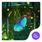 Green glitter firefly forest A আইকন