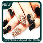 Cooles Schwarzes und Goldnageldesign Zeichen