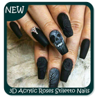 3D Acrylic Roses Stiletto Nails-icoon