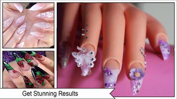 3D Acrylic Roses Stiletto Nails screenshot 3