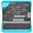 Bannière de ruban Chalkboard facile icône