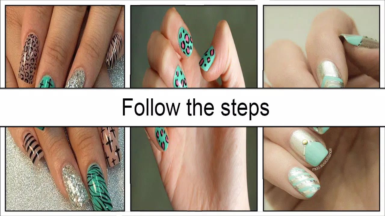 Mint Gold Leopard Nails