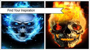 3D Flaming Skull Wallpaper for Free poster