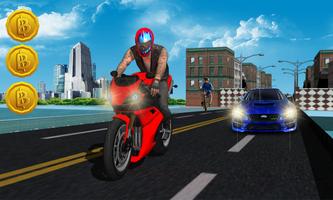 Super Fast Speedy Motorcycle Rider Affiche