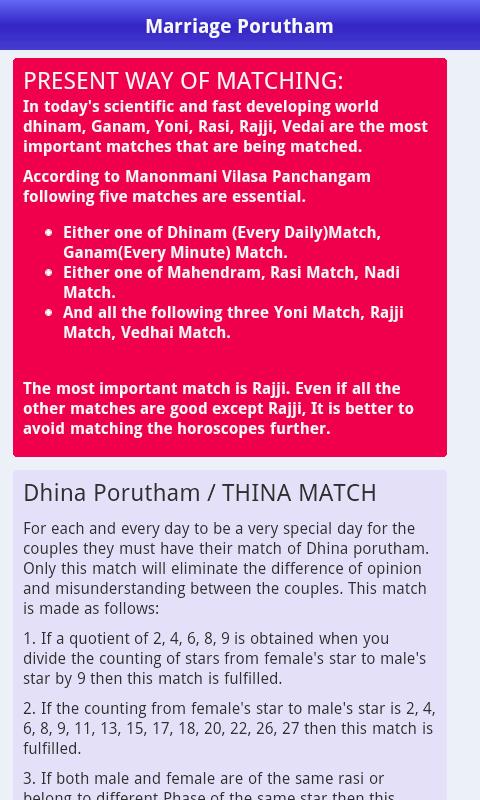Tamil Marriage Match Açıklaması.