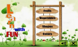 Poster Fruit veg shape color for kids