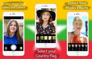 Myanmar Burma Flag Face Paint poster
