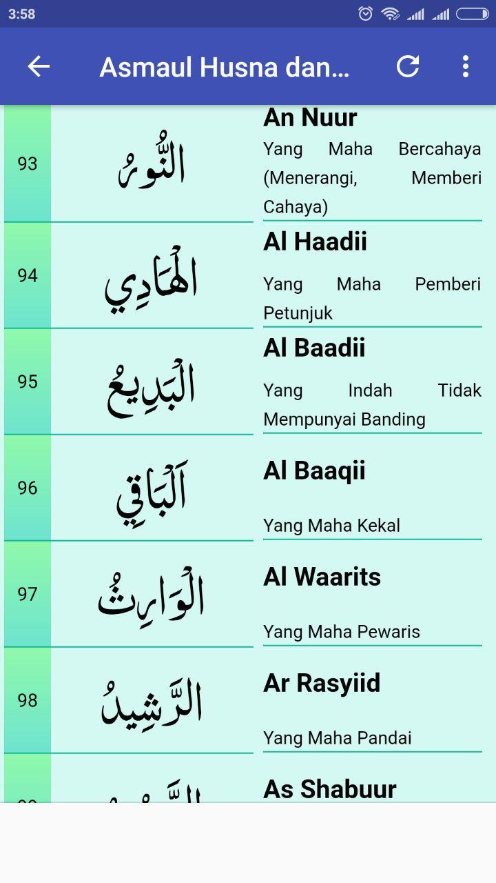 Asmaul Husna Dan Artinya Lengkap 99 Ukuran Besar - Berbagai Ukuran