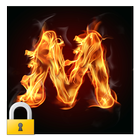 Burning Letter M Lock icône