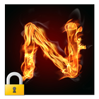 Burning Letter N Lock icône