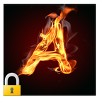 Burning Letter A Lock ikon
