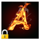 Burning Letter A Lock أيقونة