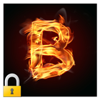 Burning Letter B Lock ikon