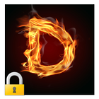 Burning Letter D Lock icône