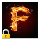 Burning Letter F Lock آئیکن