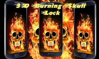 3D Fire Skull Screen Lock Affiche