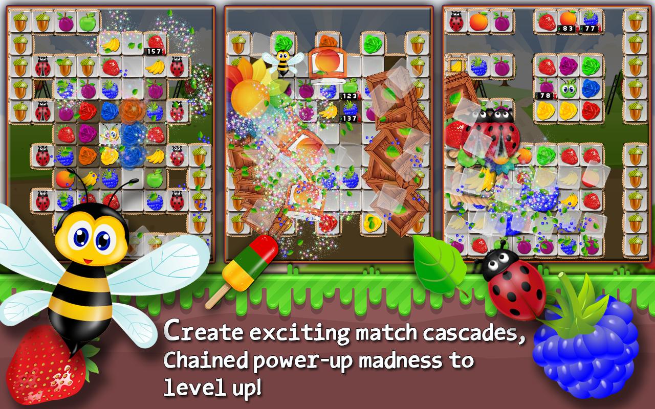 Drop the match. Cooking Paradise - Puzzle Match-3. Fruit Drops.