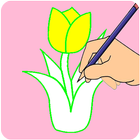 Flower coloring book for kids-icoon