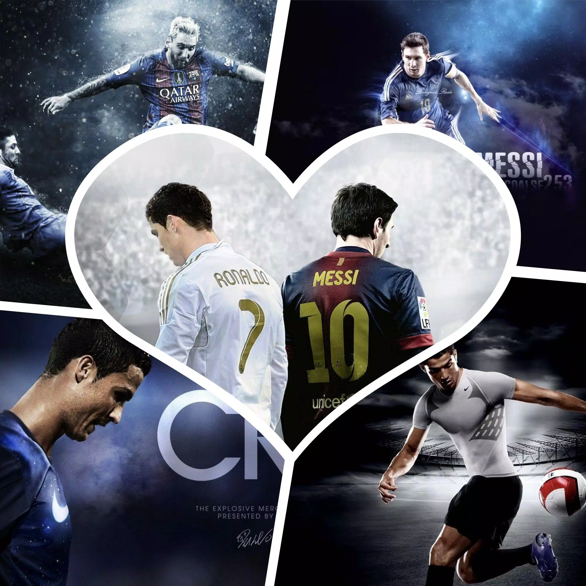 Siêu sao Cristiano Ronaldo và Lionel Messi luôn là tâm điểm của giới bóng đá thế giới. Cùng xem hình nền so sánh giữa hai tay đá banh này để trải nghiệm cảm giác đầy cảm hứng và sự giàu tính thách thức.