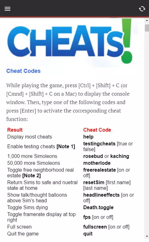 More cheats for the Sims 4::Appstore for Android