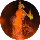 Naked girl on fire icon