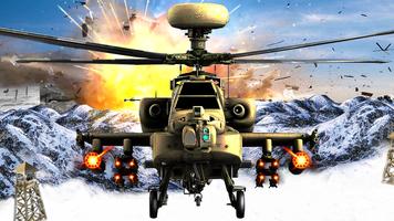Helicóptero Gunship Neve Vale Batalha Cartaz
