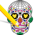 Scary Halloween Coloring Pages - Sugar Skulls ikon