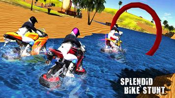 Plage Eau Surfant Jeux : Bicyclette Course Affiche