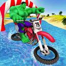 Superheroes Bike Beach Water Surfer Stunt APK