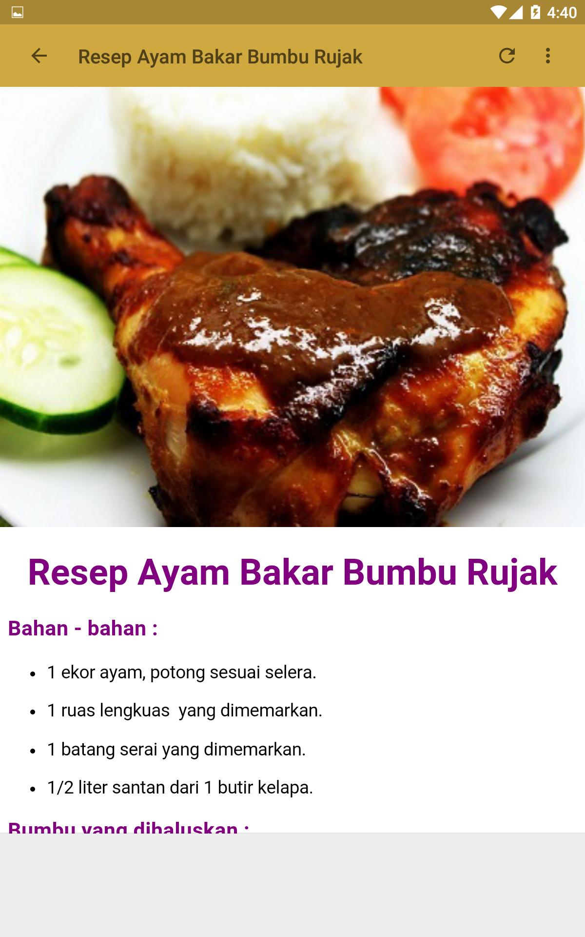 Resep Ayam Panggang Bumbu Rujaktanpa Santan Oleh Attin