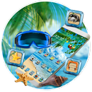 Piękny niebieski motyw plaży aplikacja