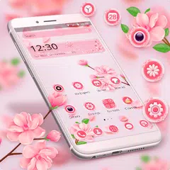Schönes rosa Blumen-Thema APK Herunterladen