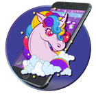 Mooie paarse eenhoorn-thema-icoon