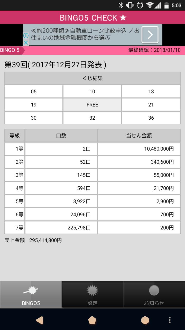 ビンゴ 5 速報