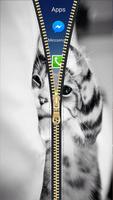 Kitty Cat Zipper Lock Screen HD imagem de tela 1