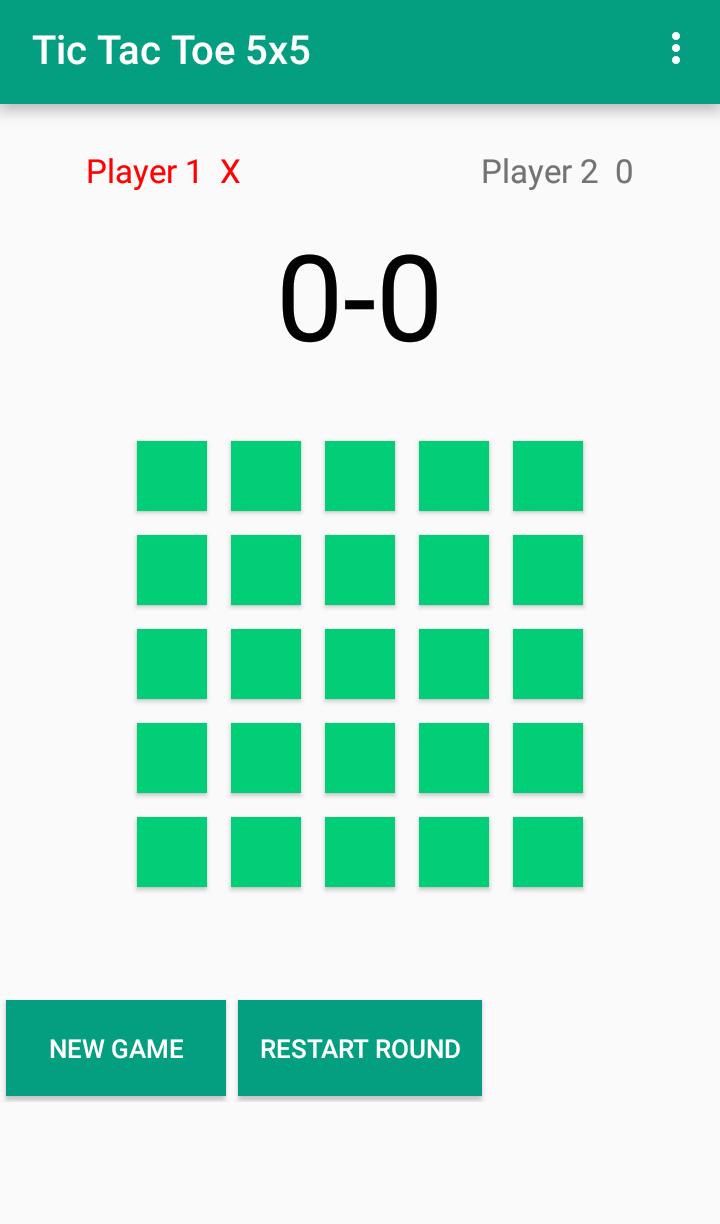 Tic Tac Toe Game on 5x5 Grid 