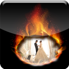 Burning flame photo frames icon