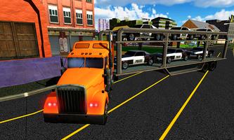 Police Cars Transporter Truck - 3D Cargo Simulator Affiche
