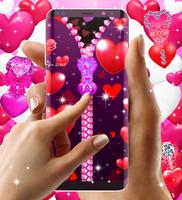 Heart zipper lock screen постер