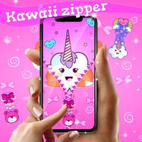 Kawaii zipper lock screen पोस्टर