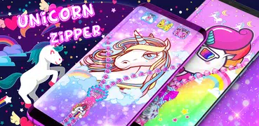 Unicorn zipper lock screen