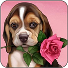 cute puppy rose live wallpaper 2018 free puppy LWP biểu tượng