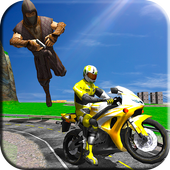 Flying Super Hero Attack On Bike Racers icon