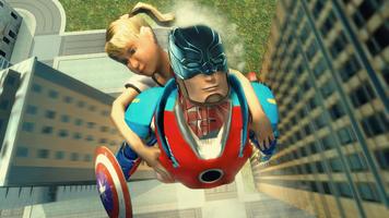 Iron Captain Superhero Rescue Flying City Affiche