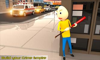 Bald Stickman Green Hero Crime City screenshot 1