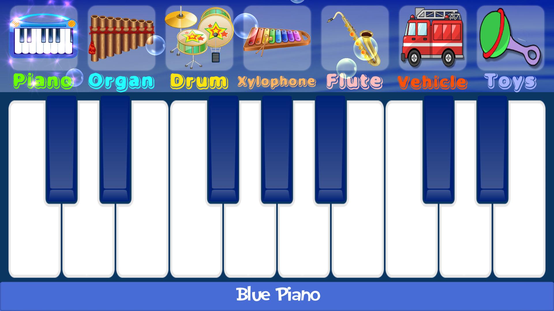 Игра на пианино. Приложение пианино. Голубое фортепиано.