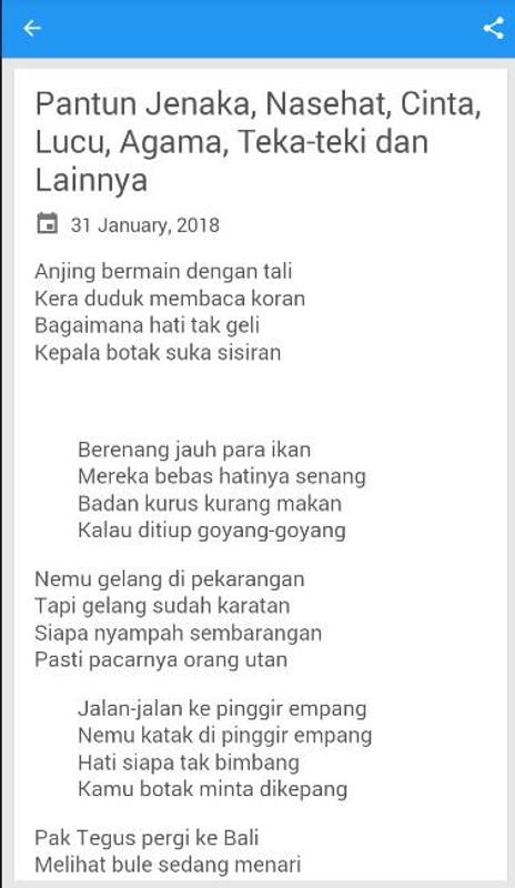 Contoh Soal Dan Materi Pelajaran 3 Contoh Pantun Nasehat Dan Jenaka