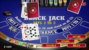Blackjack 21 Black Jack Table Affiche