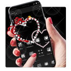 Diamante negro corazón tema icono