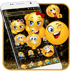 Schwarz Glitter Emoji-Thema Zeichen